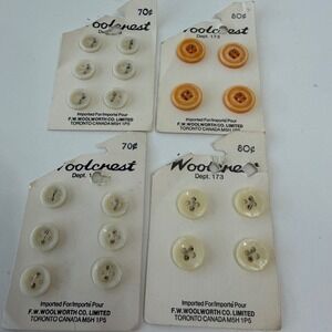 Vintage Woolworth Buttons Lot NOS Cards Cream Orange Sewing Craft Canada